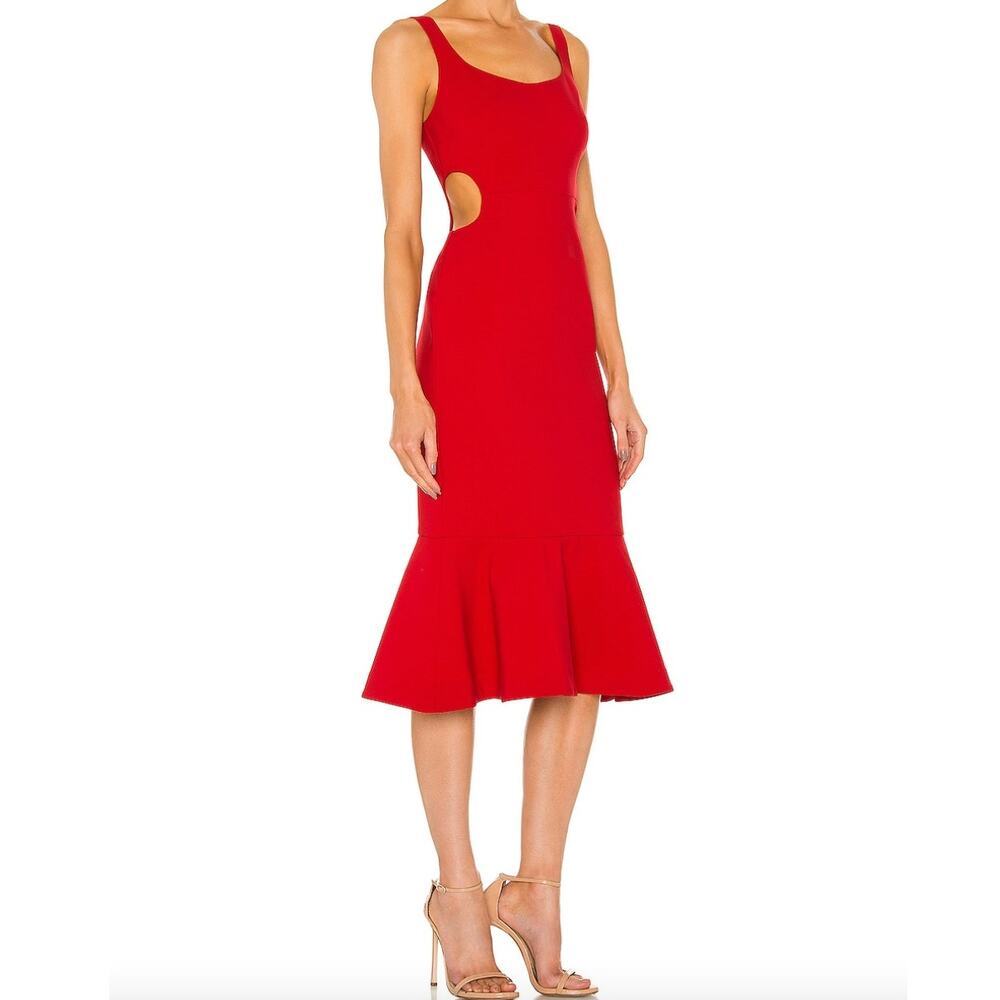 Likely Revolve Lachance Red Cut Out Trumpet Midi Dress • Cocktail • Size XS